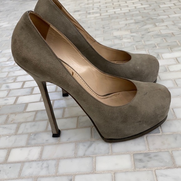 Ysl - saint Laurent grey suede pumps - Picture 6 of 7